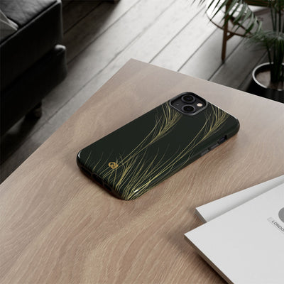 Green Tough Phone Case for iPhone - Midnight Gilded Grass