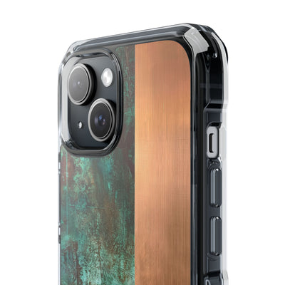 Teal Impact MagSafe Phone Case for iPhone - Verdigris Copper Slab