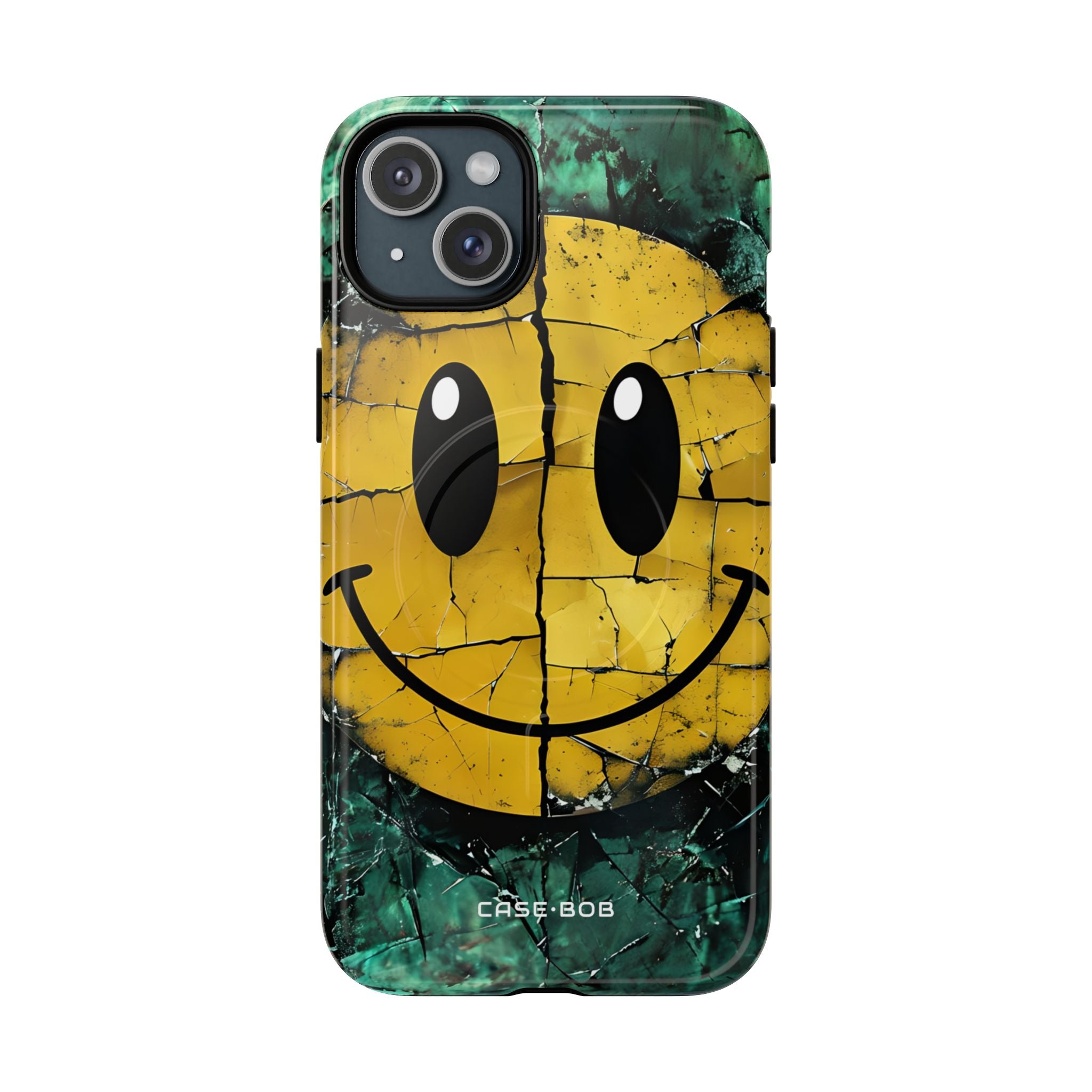 Gebarsten Smiley iPhone 15 Plus Cover - Tough+