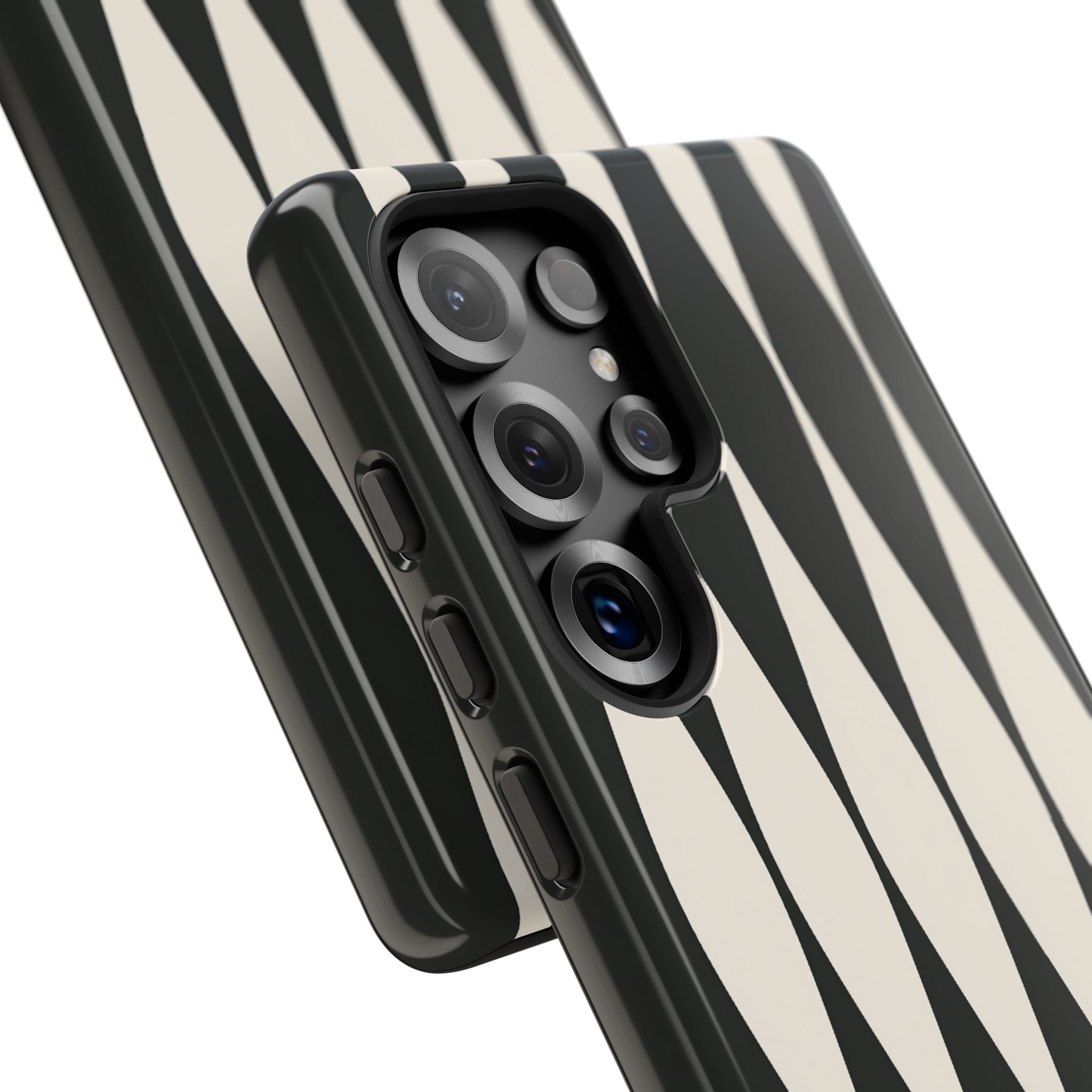 Black Tough Phone Case for Samsung - Ivory Spindle Grid