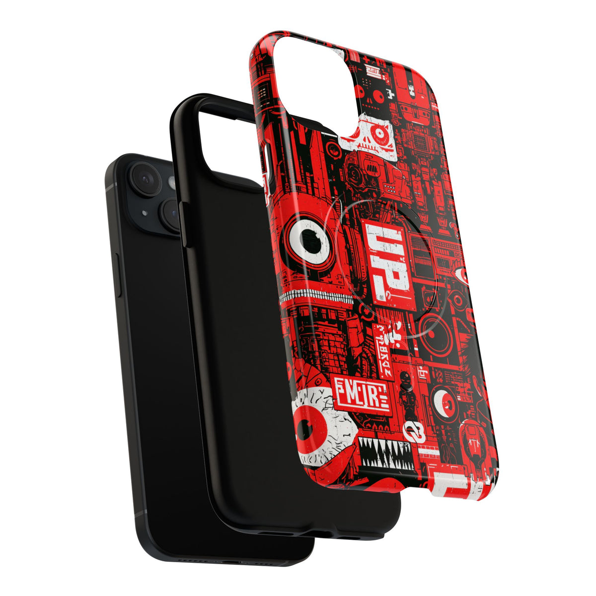 Neo Mecha Collage · Tough 2.0 Magnetic Phone Case for iPhone · Red