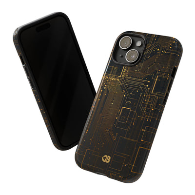 Gold Tough Phone Case for iPhone - Amber Core Mainframe