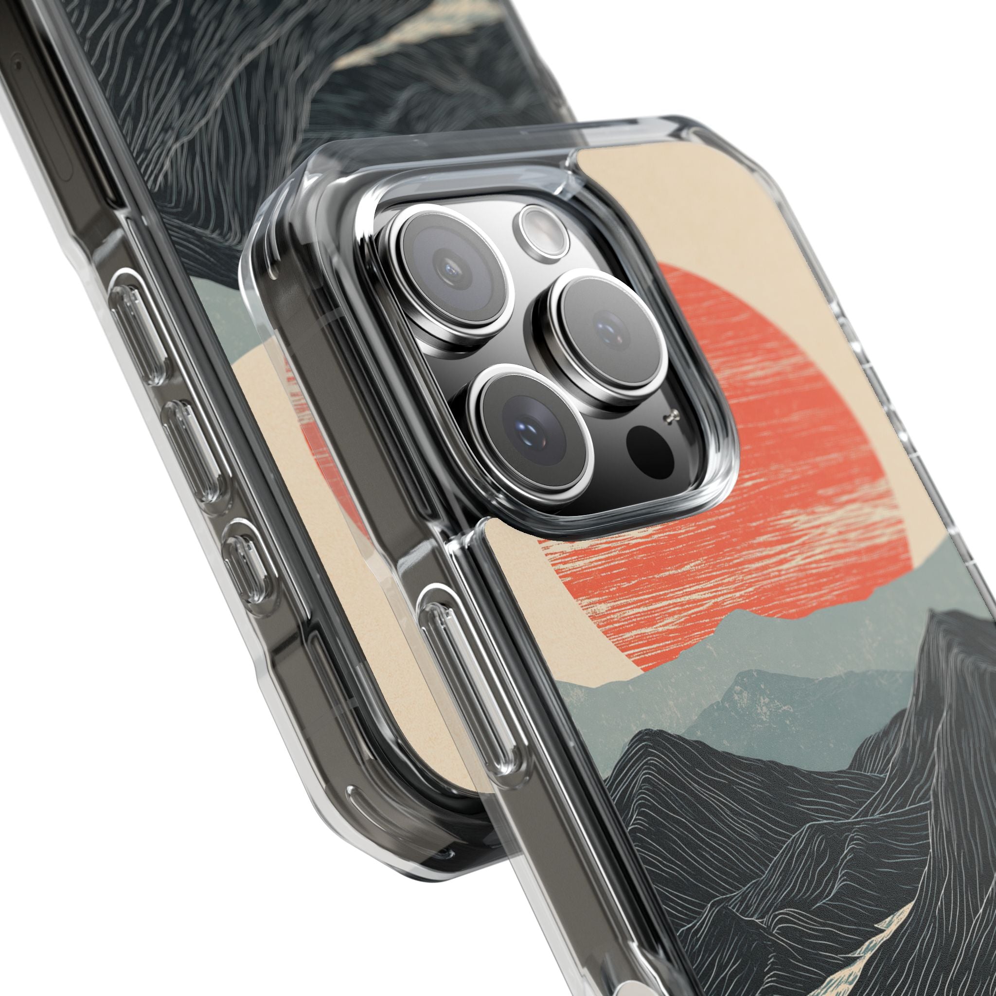 Beige Impact MagSafe Phone Case for iPhone - Crimson Ridge Flow