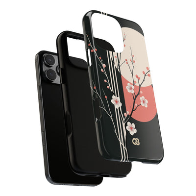Black Tough Phone Case for iPhone - Kyoto Midnight Blossom