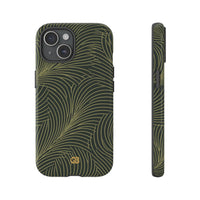 Green Tough Phone Case for iPhone - Dark Olive Plume