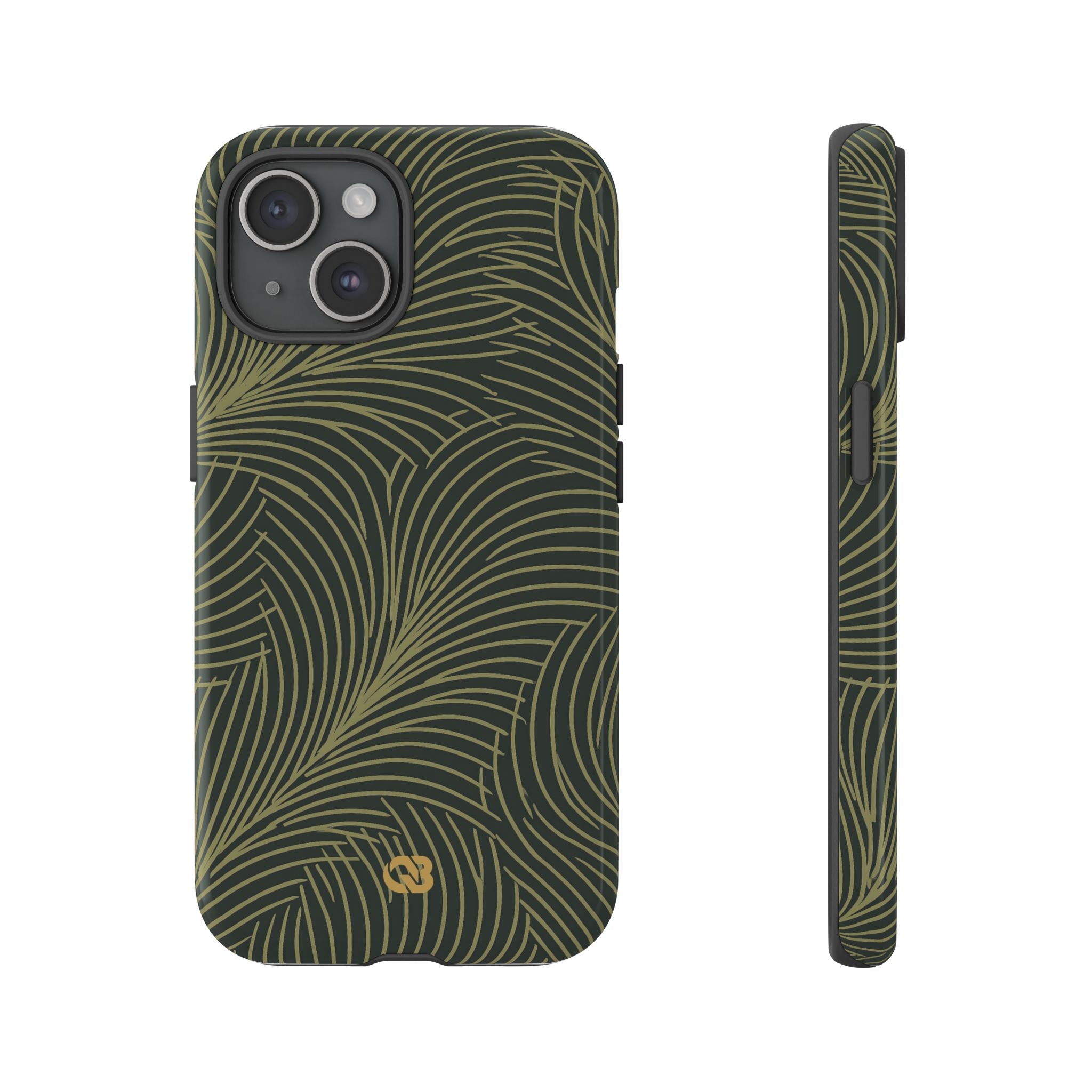 Green Tough Phone Case for iPhone - Dark Olive Plume