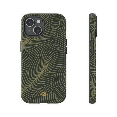 Green Tough Phone Case for iPhone - Dark Olive Plume