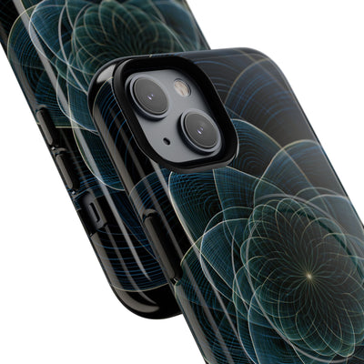 Blue Tough 2.0 Magsafe Phone Case for iPhone - Celestial Wireframe Bloom
