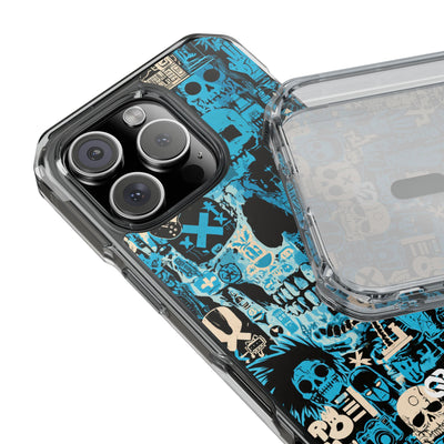 Electric Skull Graffiti · Clear Impact Magnetic Phone Case for iPhone · Blue