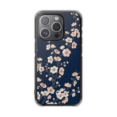 Midnight Plum Blossom · Clear Impact Magnetic Phone Case for iPhone ·  Blue
