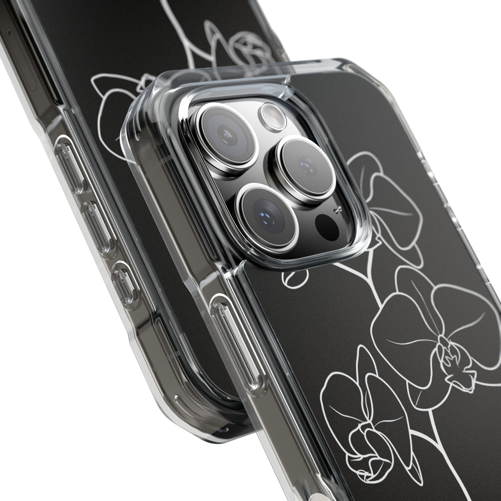 Black Impact MagSafe Phone Case for iPhone - Noir Alabaster Orchid