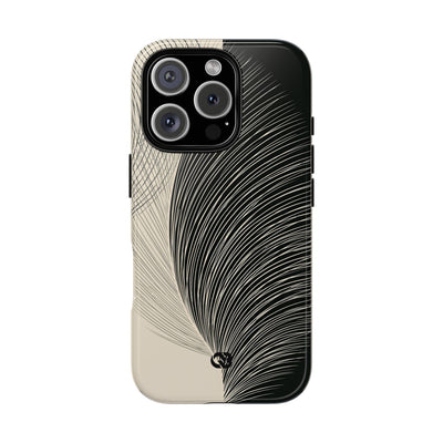 Beige Tough Phone Case for iPhone - Obsidian Cream Plume