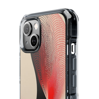 Red Impact MagSafe Phone Case for iPhone - Crimson Grid Vortex