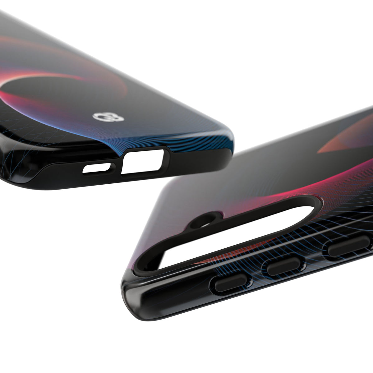 Black Tough Phone Case for Samsung - Cobalt Crimson Flux