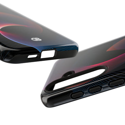 Black Tough Phone Case for Samsung - Cobalt Crimson Flux