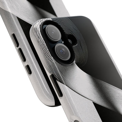 Grey Tough Phone Case for iPhone - Obsidian Moiré Wave
