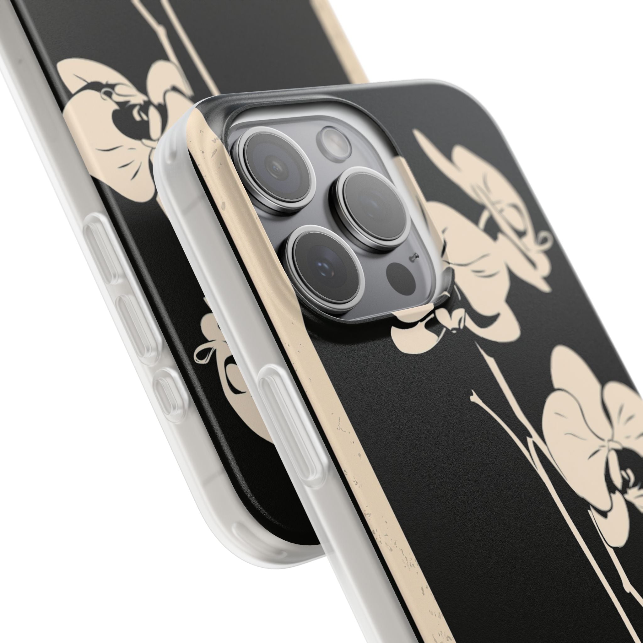 Black Lite Phone Case for iPhone - Obsidian Bone Orchid