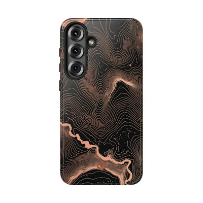 Orange Tough Phone Case for Samsung - Salmon Ridge Topo