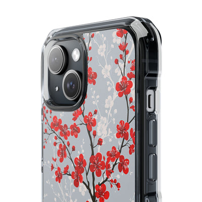 Grey Impact MagSafe Phone Case for iPhone - Crimson Sakura Slate