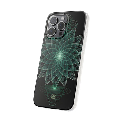 Green Lite Phone Case for iPhone - Cyan Signal Bloom