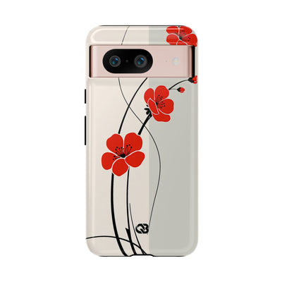 Red Tough Phone Case for Google Pixel -Crimson Plum Ink