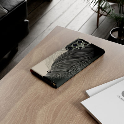 Beige Tough Phone Case for Samsung - Obsidian Cream Plume