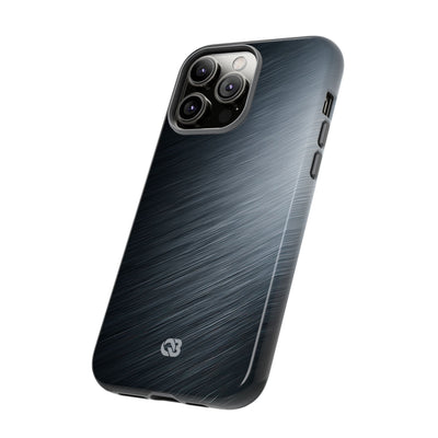 Grey Tough Phone Case for iPhone - Charcoal Brushed Steel