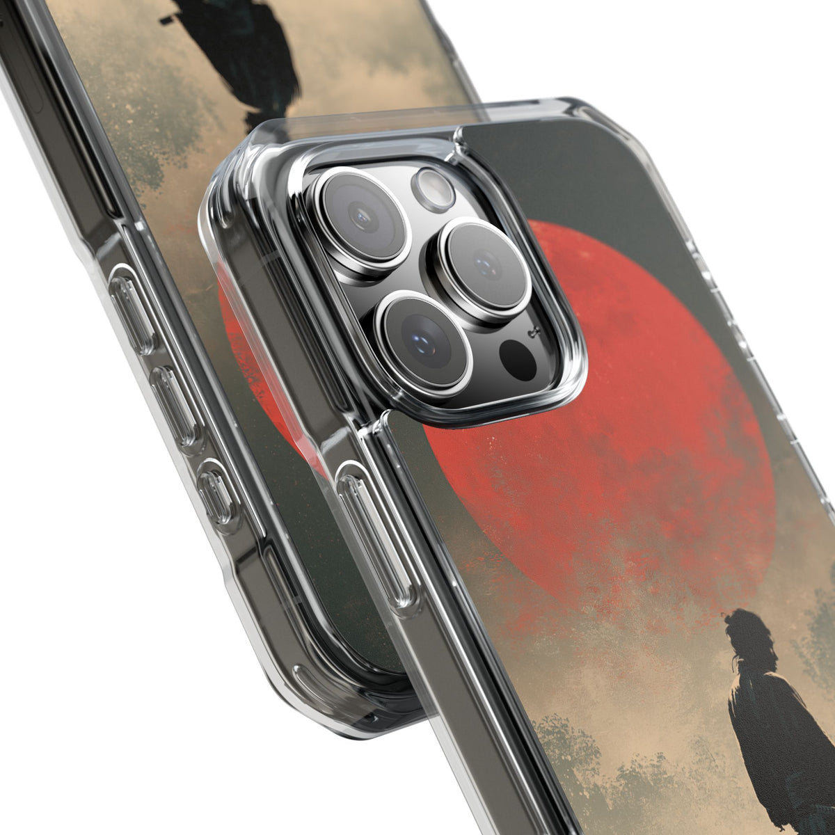 Crimson Moon Ronin · Clear Impact Magnetic Phone Case for iPhone · Red
