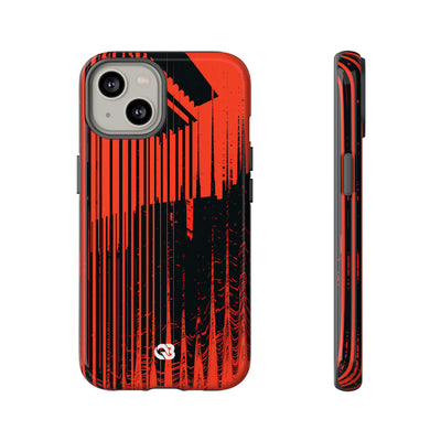 Red Tough Phone Case for iPhone - Crimson Brutalist Distortion
