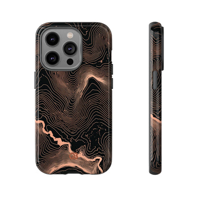 Orange Tough Phone Case for iPhone - Salmon Ridge Topo