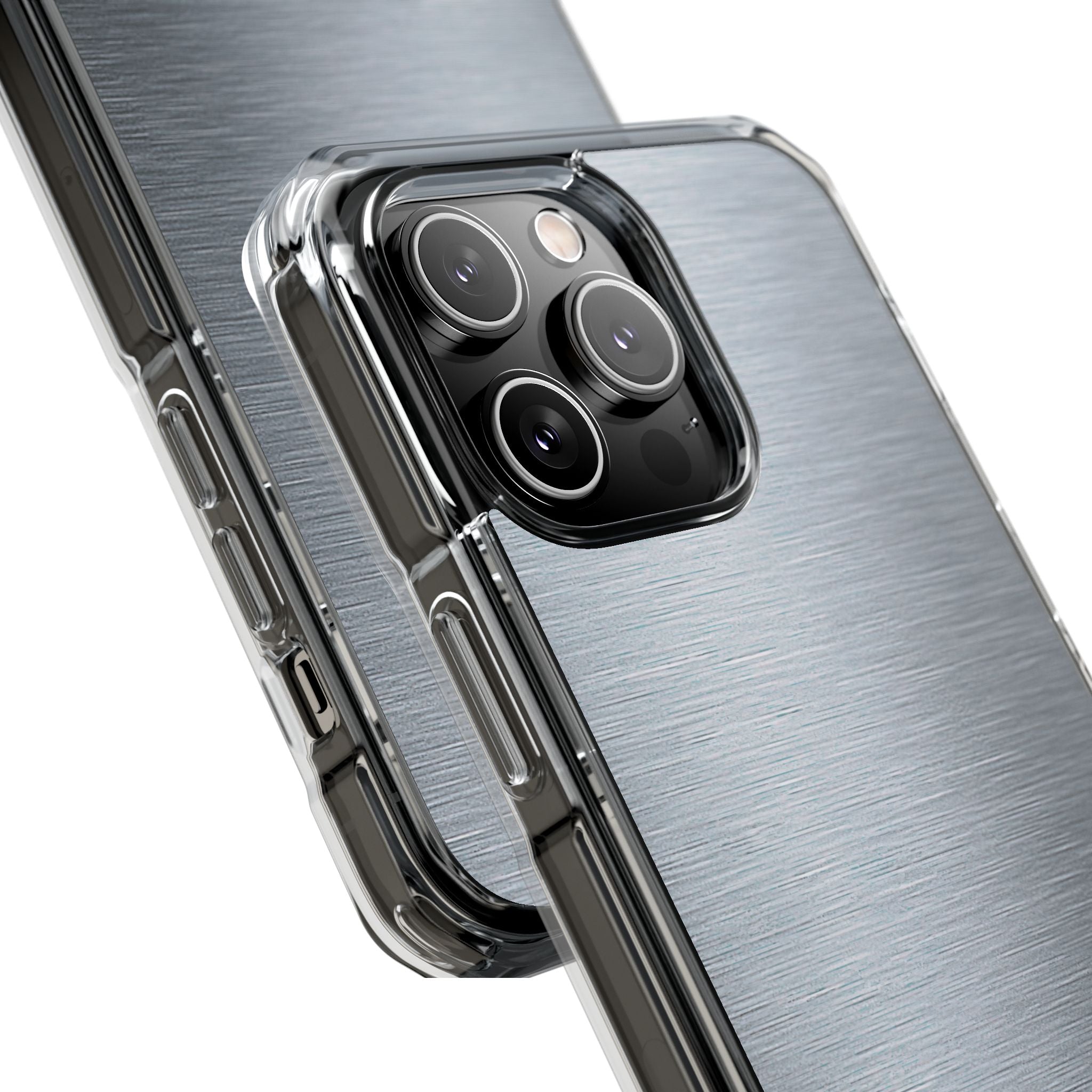 Silver Impact MagSafe Phone Case for iPhone - Satin Chrome Grain