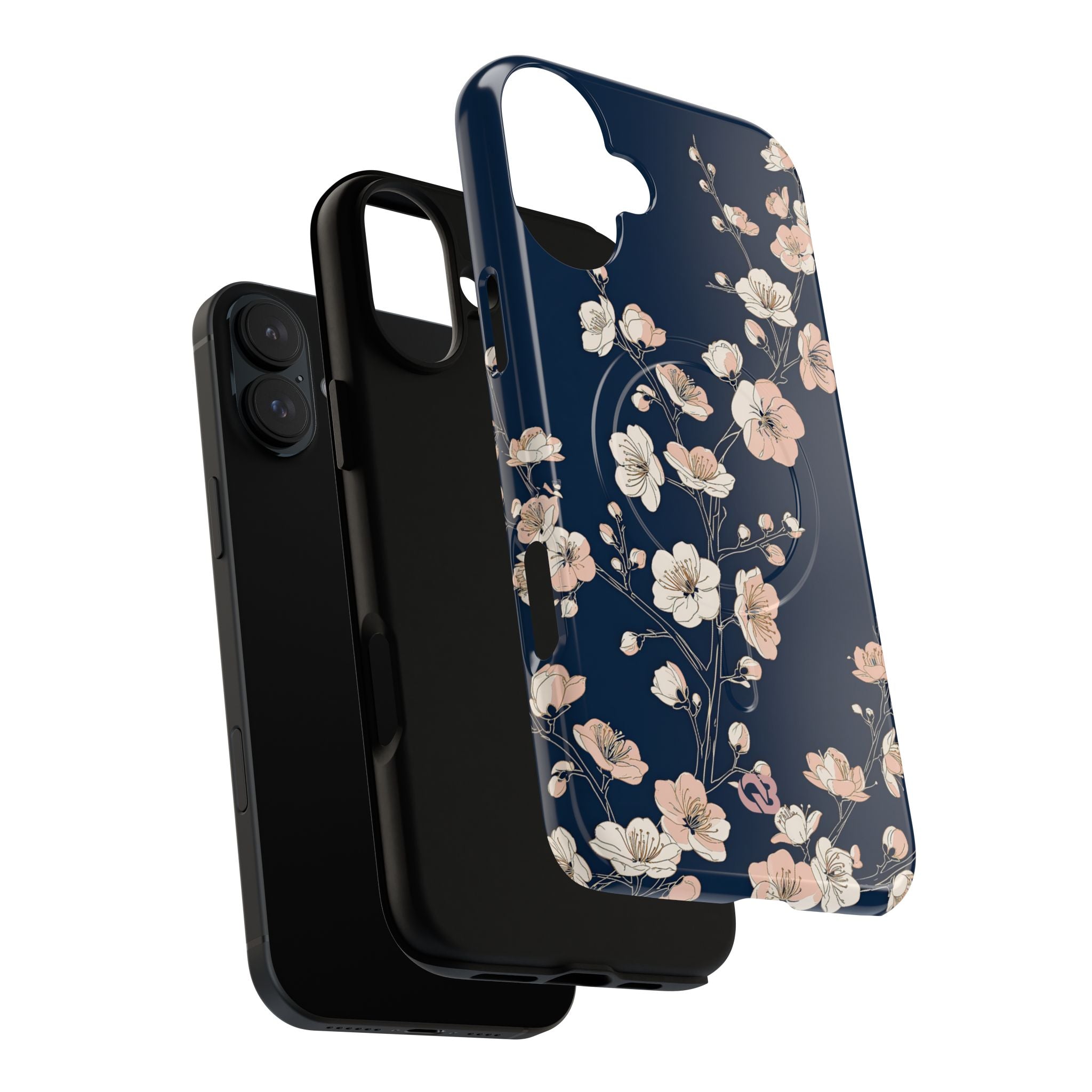 Blue Tough 2.0 Magsafe Phone Case for iPhone - Midnight Peach Sakura