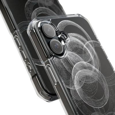 Black Impact MagSafe Phone Case for iPhone - Kinetic Wireframe Orbit