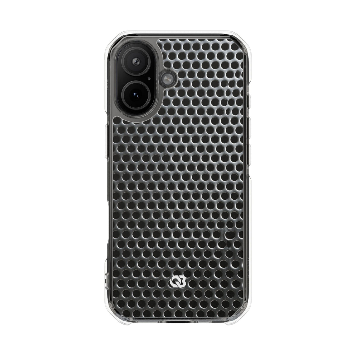 Brushed Perforated Steel · Clear Impact Magnetic Phone Case for iPhone ·  Silver