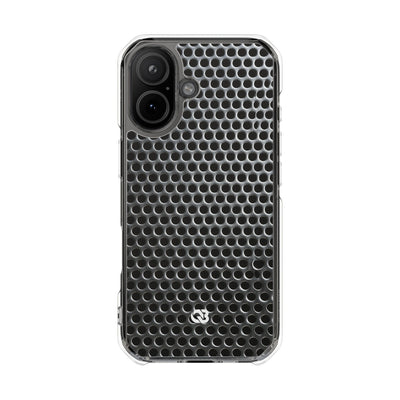 Brushed Perforated Steel · Clear Impact Magnetic Phone Case for iPhone ·  Silver