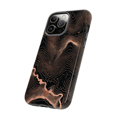Orange Tough Phone Case for iPhone - Salmon Ridge Topo