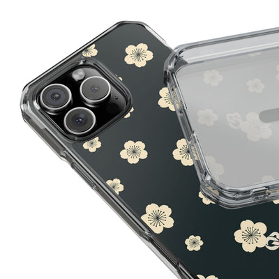 Teal Impact MagSafe Phone Case for iPhone - Obsidian Cream Petals
