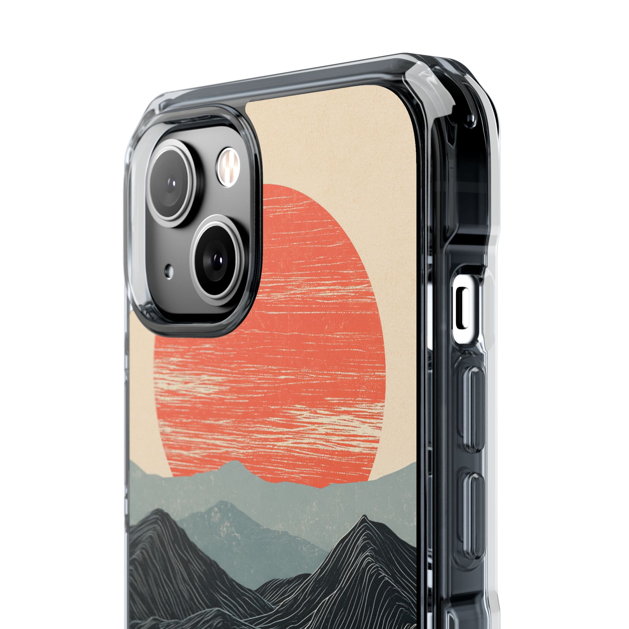 Beige Impact MagSafe Phone Case for iPhone - Crimson Ridge Flow