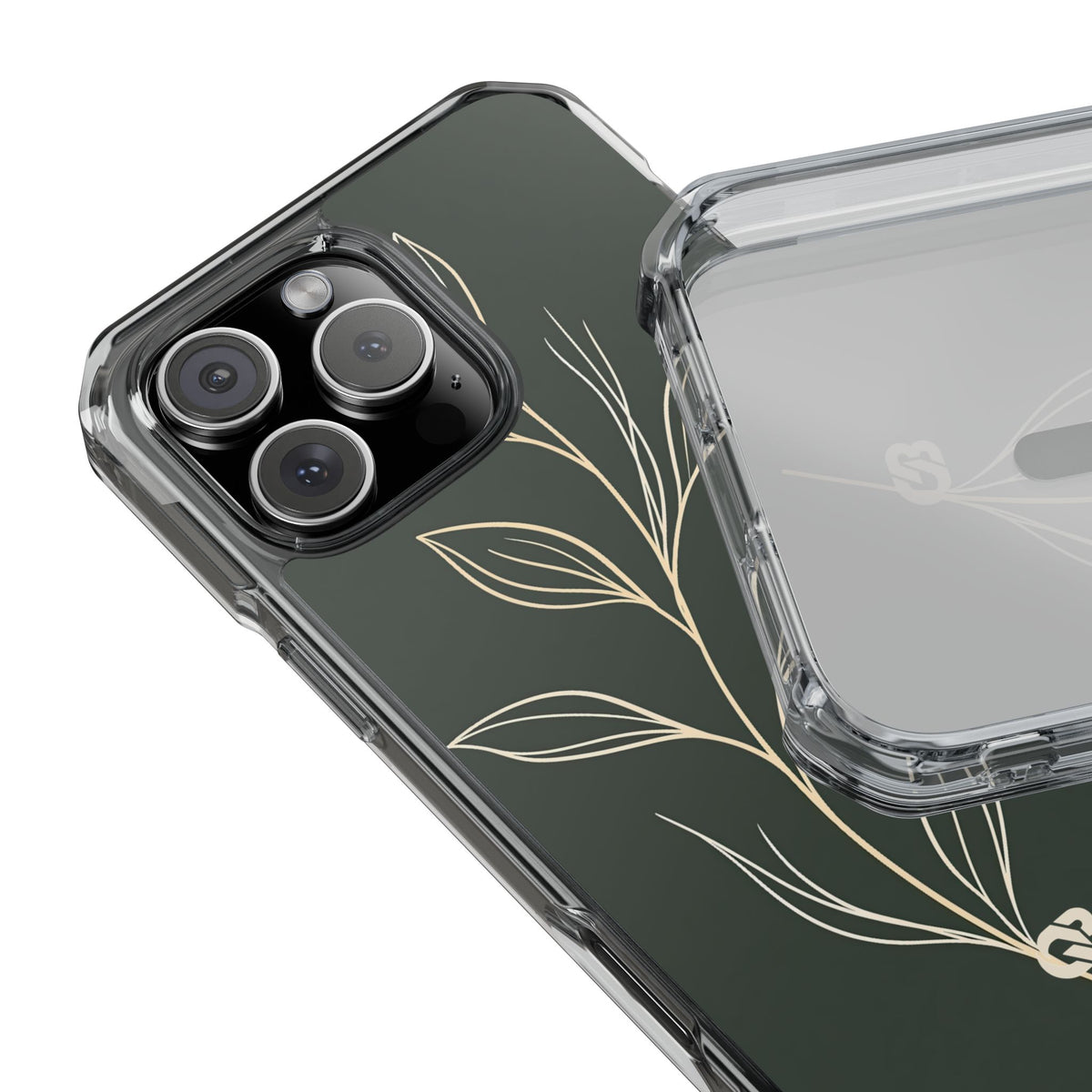 Minimal Botanical Stem · Clear Impact Magnetic Phone Case for iPhone ·  Green