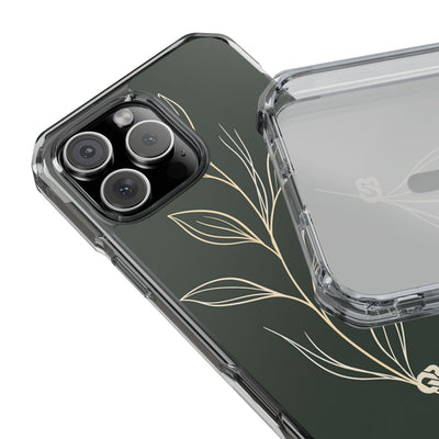 Minimal Botanical Stem · Clear Impact Magnetic Phone Case for iPhone ·  Green