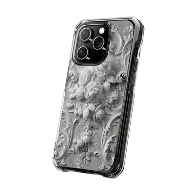 Rococo Marble Rose · Clear Impact Magnetic Phone Case for iPhone · White