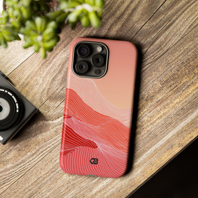 Red Tough Phone Case for iPhone - Crimson Ridge Contour