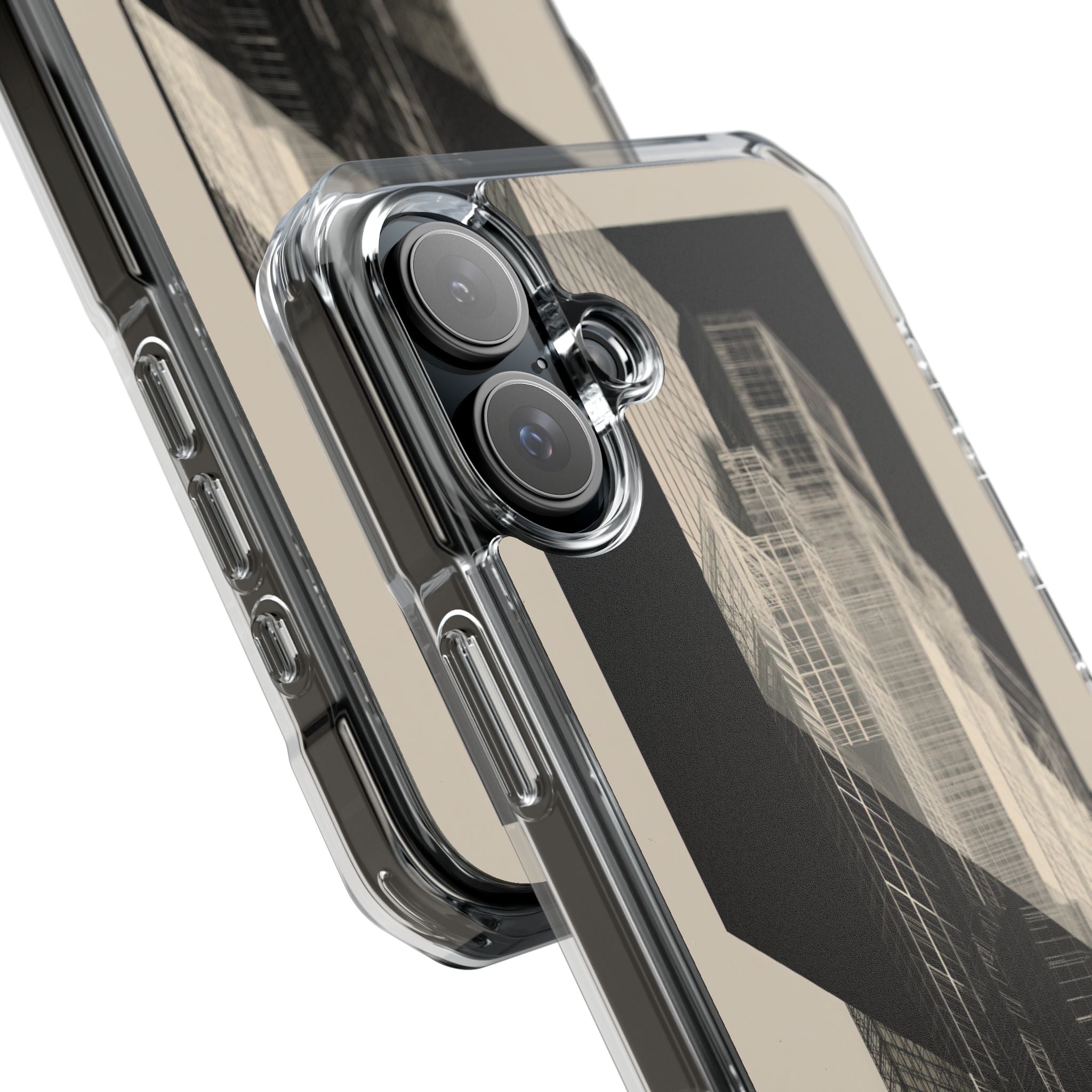 Beige Impact MagSafe Phone Case for iPhone - Monolith Urban Grid
