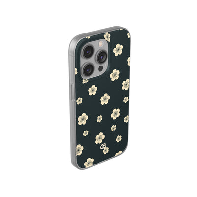 Teal Lite Phone Case for iPhone - Obsidian Cream Petals