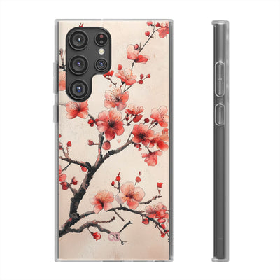 Crimson Silk Flora · Soft Phone Case for Samsung