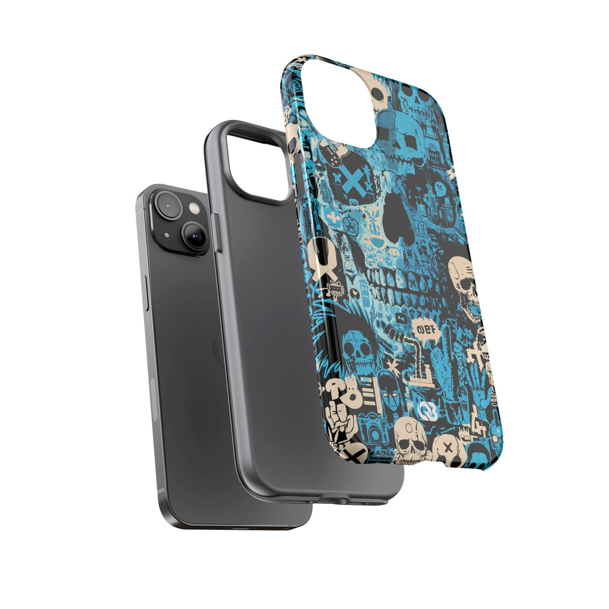 Electric Skull Graffiti · Tough Phone Case for iPhone · Blue