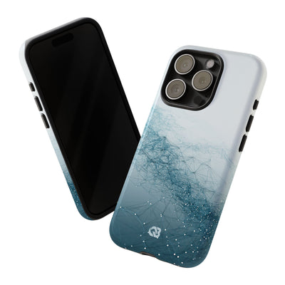 Teal Tough Phone Case for iPhone - Cyan Vector Lattice