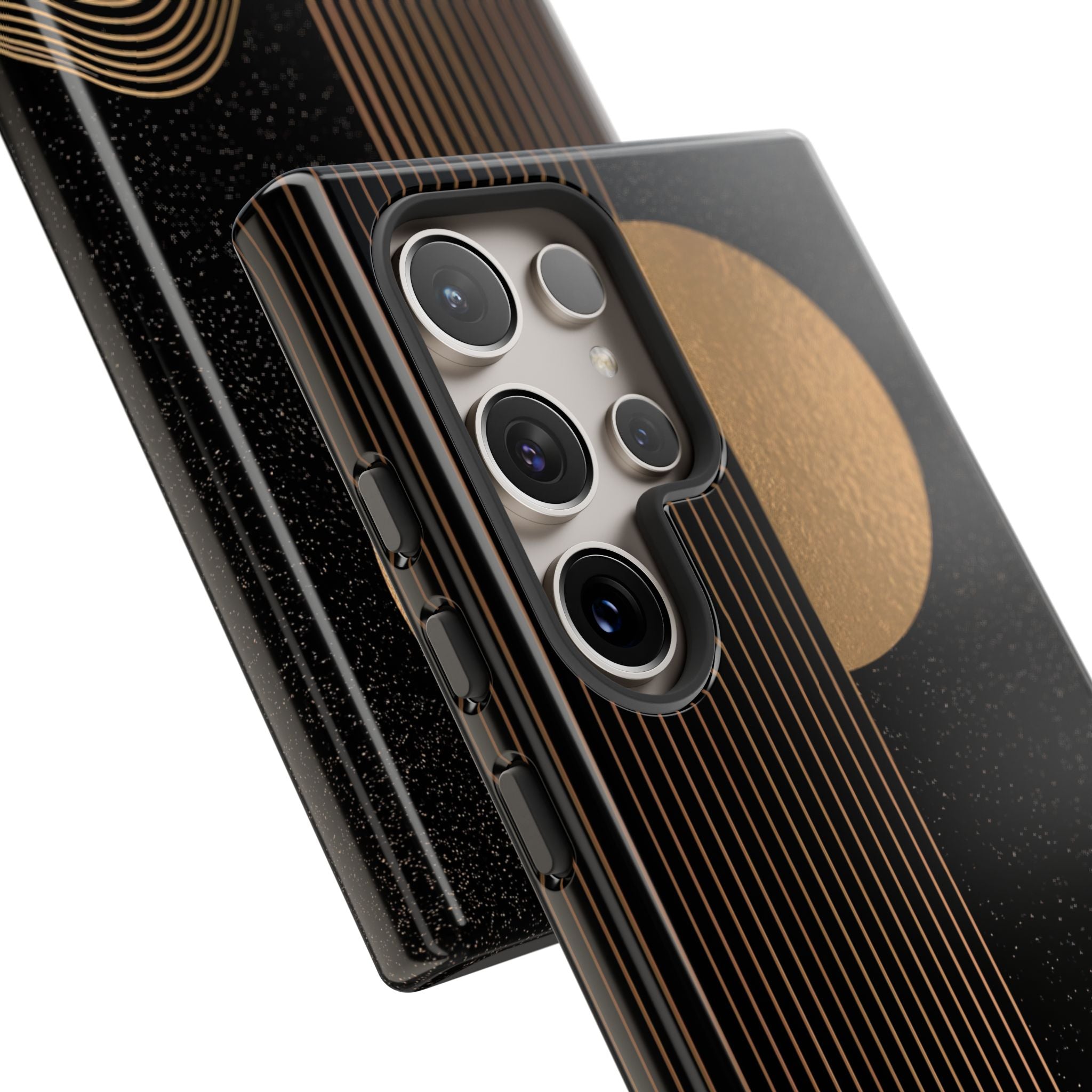 Gold Tough Phone Case for Samsung - Gilded Obsidian Dunes