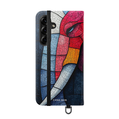 Blue Mosaic Elephant - Samsung S25+ Case - Wallet