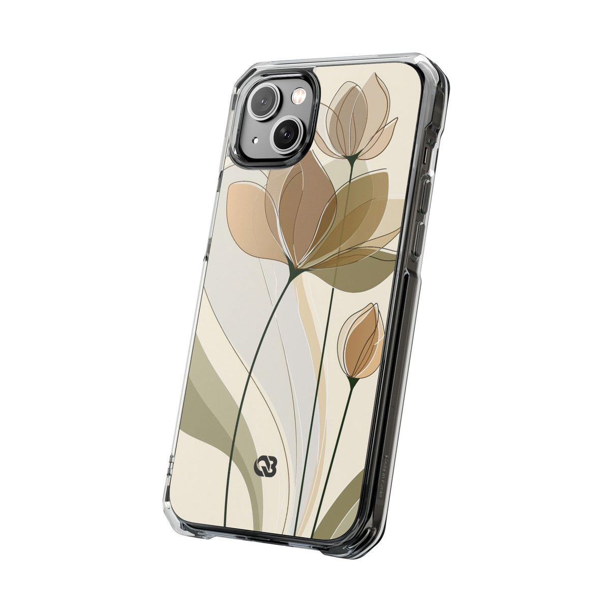 Translucent Petal Contour · Clear Impact Magnetic Phone Case for iPhone ·  Beige